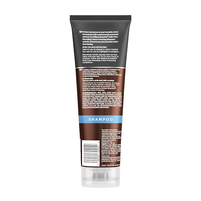 John Frieda Brilliant Brunette, Color Boosting Shampoo, Enhances and Protects Multi-Dimensional Tones, With Sweet Almond Oil to Rehydrate and Replenish Dry Hair, 8.45 Oz