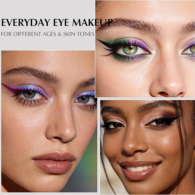 4Pcs Blue Eyeliner Pencil, Sharpenable Gel Eye Liner Pen Waterproof Smudge proof, Matte Glitter Waterline Eyeliner Set for Older Women Smooth Cream Eyeshadow Stick Highly Pigmented Eye Makeup