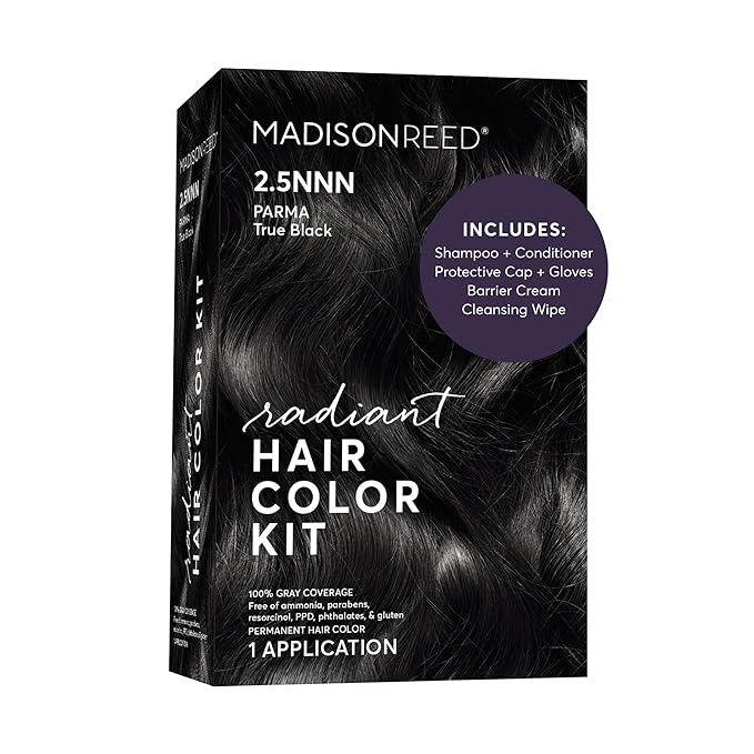 Madison Reed Radiant Hair Color Kit - 2.5NNN Soft Black (Parma Black), 100% Gray Hair Coverage Permanent Hair Dye for Resistant Grays | PPD-Free & Ammonia-Free, 1 Pack