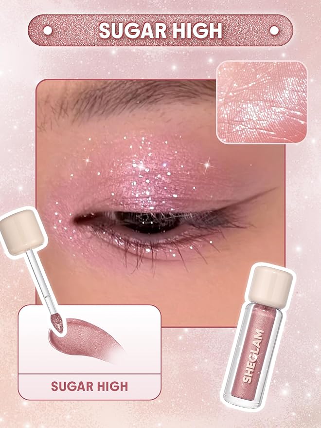 SHEGLAM Airglow Eye Tint 16 Hours Long-Lasting Liquid Eyeshadow Shimmer High-Impact Color Single Eyeshadow - Sugar High