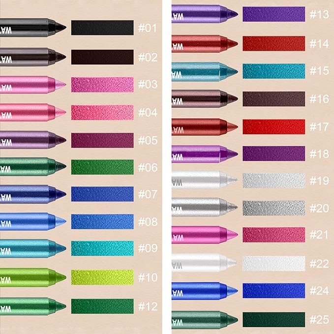 LemonSac 7 Colorful Eyeliner Pen Set, Eye Shadow Pencil, Pearl Eyeliner Kit Metallic Glitter Eye liner Pencil for Women Eye&Lip Liner Professional Eye Makeup Set Colorful Eye Color (7PCS A)