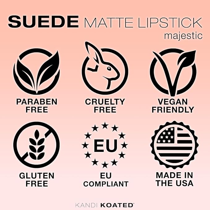Kandi Koated Suede Matte Lipstick – Majestic Rich Warm Purple – Highly Pigmented Long-Lasting Matte Lipstick for Women – Creamy Smooth Finish – Vegan, Cruelty-Free & Paraben-Free Beauty Makeup