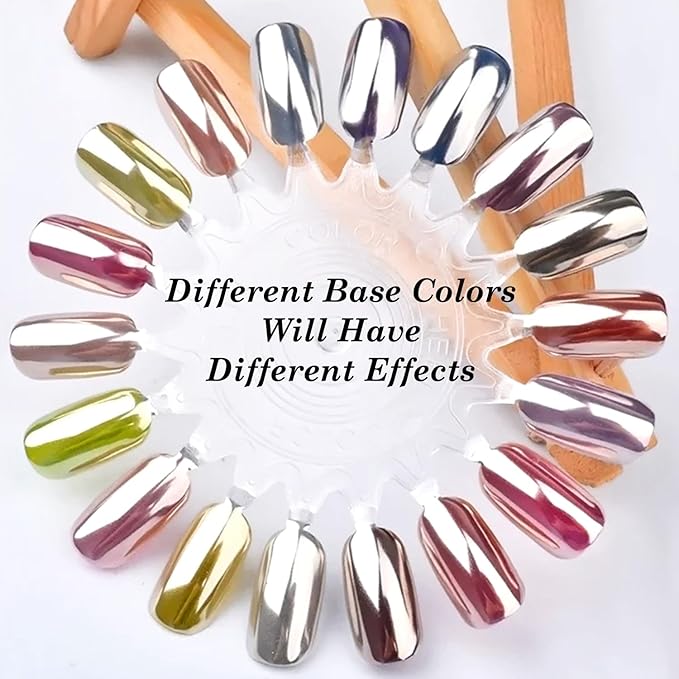 Magic White Chrome Nail Powder Super Glossy Mirror Effect for Gel Nails Polish Design, Moonlight Pearl Chrome Powder for Nails Metallic Silver Glitter Pigment Powder 0.5g with Tool