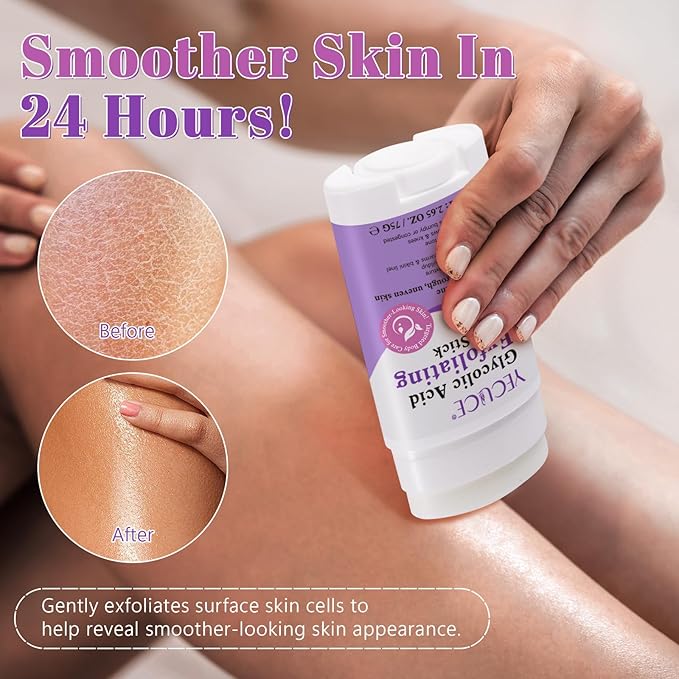 7% Glycolic Acid Exfoliating Body Stick with 0.5% BHA, Deep Exfoliation for Rough & Bumpy Skin, Targets KP & Ingrown Hairs, Glycolic Exfoliant Stick 2 Pack