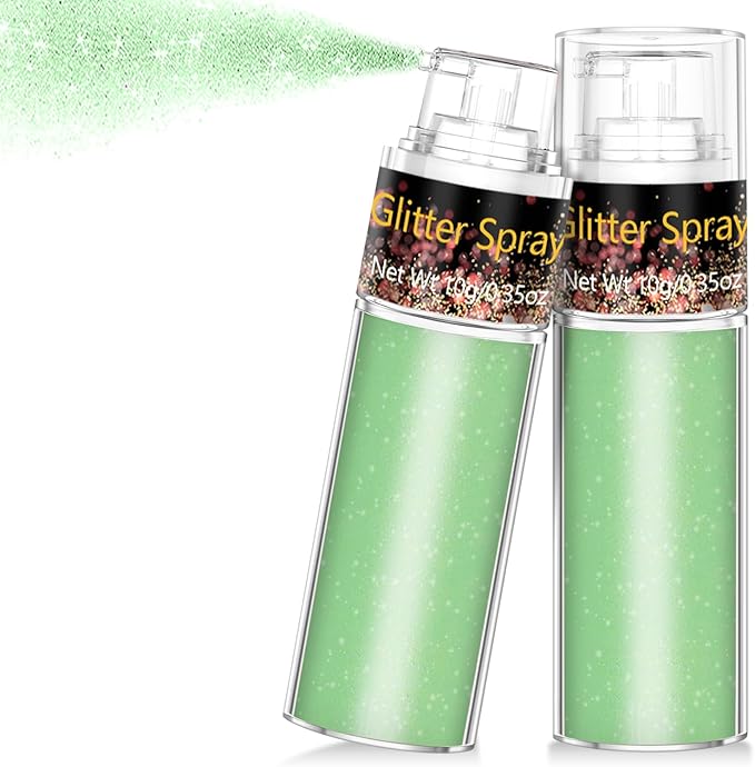 Scarman Hair and Body Glitter Spray, 1PC Glitter Hairspray Dry Powder Makeup for Clothes, Festival Rave Prom Loose Sparkle Powder,Holographic Ultra Fine Resin Glitters for Crafts (1PC Light Green)