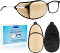 eZAKKA Eye Patches for Adults Left Right Eye, Eye Patch for Glasses, Medical Soft Eye Patch for Lazy Eye Amblyopia Strabismus and After Surgery (Champagne + Black)