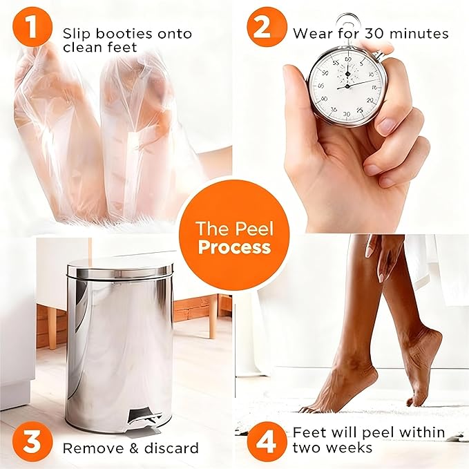 Peeling Foot Mask 3 Pack | Lavender Extract Foot Peel for Dead Skin Removal & Heel Repair | Dermatologically Tested