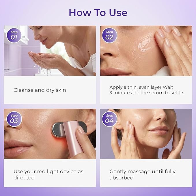Red Light Therapy Activation Serum for Face – Hydrating & Firming Booster for LED Red Light Devices – Anti-Aging Green Tea Serum with Niacinamide, Hyaluronic Acid, Peptides & Collagen – 1 fl oz