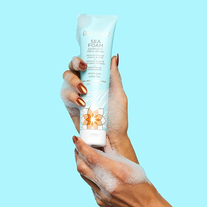 Pacifica Beauty Sea Foam Complete Face Wash Set, Skincare, Daily Gentle Facial Cleanser, Makeup Remover, Coconut Water, Sea Algae Complex, Sulfate & Paraben Free, Vegan, 5 fl oz (2 Pack)