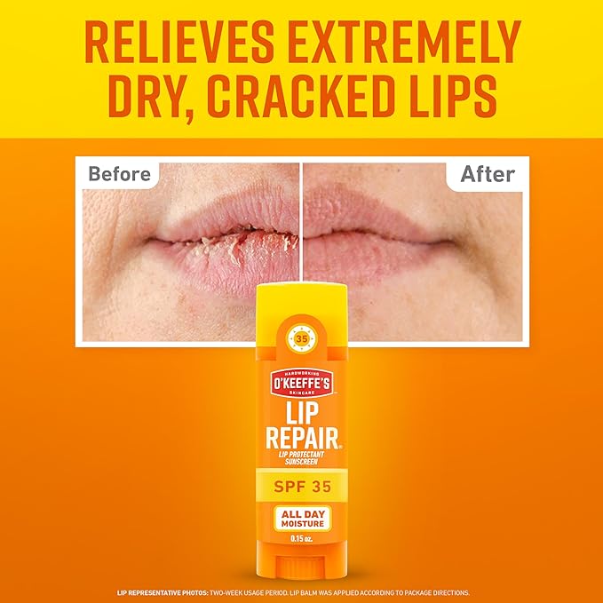 O'Keeffe's Lip Repair SPF 35 Lip Balm - Stick (1 Pack) - Sun-Safe Moisturizer for Extremely Cracked, Dry Lips