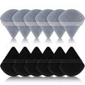 Maitys 12 Pcs Powder Puff Triangle for Face Makeup Cosmetic Loose Powder Puff Velour Soft Body Washable Reusable Foundation Sponge Wet Dry Makeup Tool for Women(Small,Black, Gray)