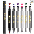 Erinde 6 Colors Liquid Winged Eyeliner Stamp Pen Set, Double-Ended Black Red Green Purple Blue Eye Liner Pencil, Long-lasting Waterproof Stamp Eyeliner Set for Eye Face Makeup