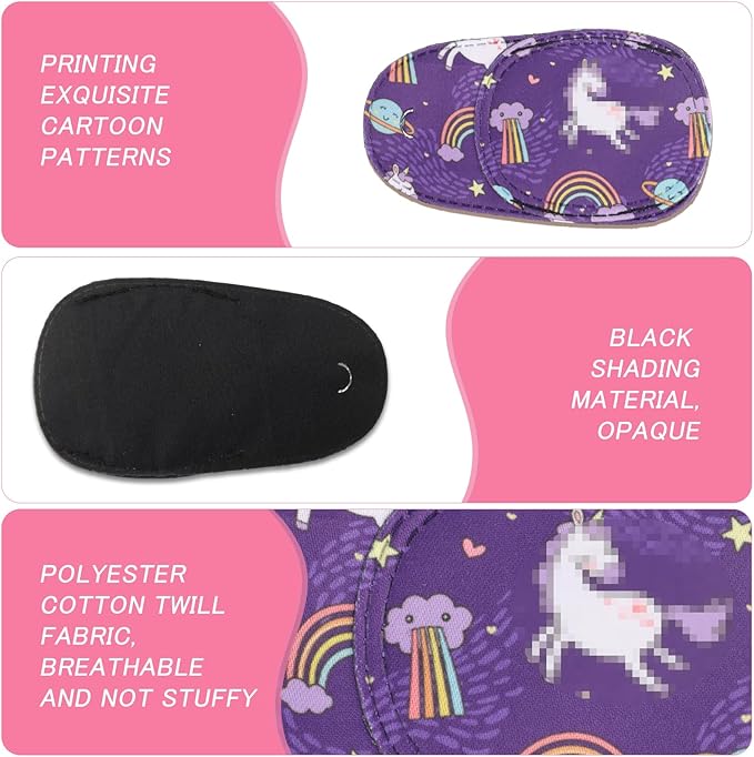 Lusofie Comfortable Kids Eye Patches for Amblyopia Treatment (Lazy Eye) - Fun Colorful Designs, Fits Both Eyes, 8 Pack - Soft Occlusion Patch for Glasses