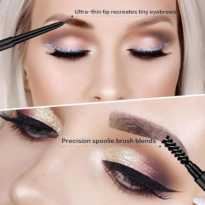 O'CHEAL Light Brown Eyebrow Pencil for Women, Premium Eye Brow Pencil with Spoolie Brush, Longwearing for Perfect Brows, Precision, Defines, Universal Waterproof Double-head Eyebrow Pen