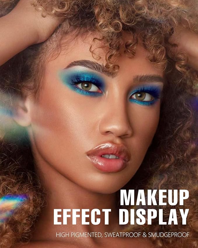 MAKI YIKA Blue Eyeshadow Palette for Women Blue Eye Shadow 9 Color Matte Shimmer Glitter Eye Makeup Palette Long Lasting Pigmented Eyes Makeup-9Blue
