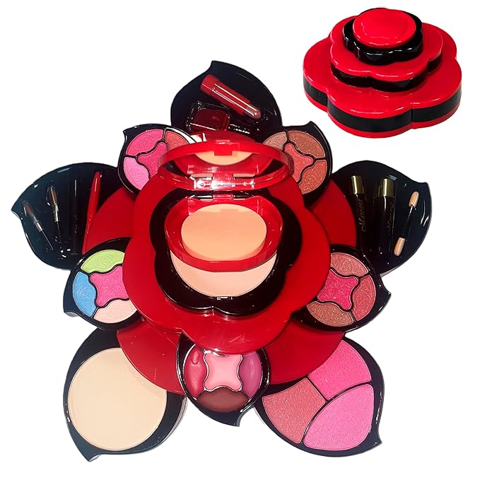 Makeup Kit for Teens, All in One 3 Tier Flower Makeup Kit for Girls 10-12, Complete with Eyeshadow Palette, Lip Gloss, Blush, Concealer,Ideal Starter Makeup Set Gift for Teens, Women & Beginners