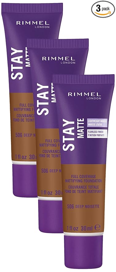 Rimmel Stay Matte Foundation, Deep Noisette, 1 Fluid Ounce (Pack of 3)