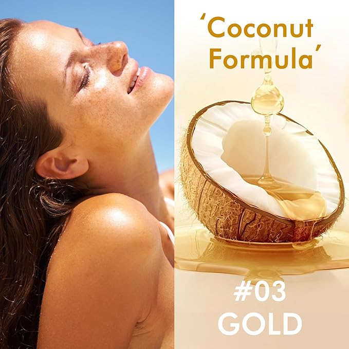 Sunscreen Body Glow Oil【SPF 50】【Lightweight】【Natural Ingredient】Broad Spectrum Shimmer Sunscreen For Face and Body, GOLD
