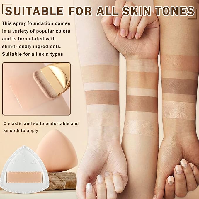 AIUEO Airbrush Foundation Makeup Spray Magic Minerals Airbrush Foundation,Lightweight Flawless Airbrush Spray Makeup Primer with Brush-01 Natural