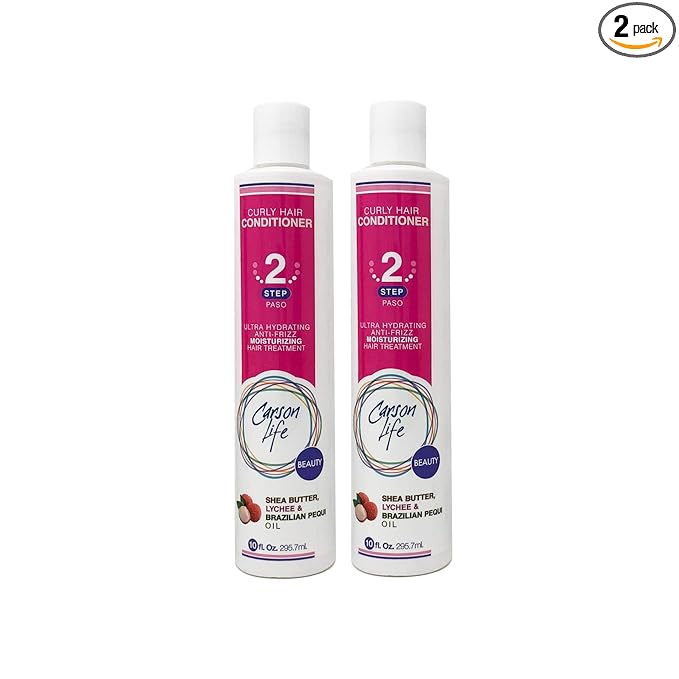 Carson Life Curly Hair Conditioner Paraben and Sulfate Free - 10 Oz - Designed For Curly & Wavy Hair - Shea Butter For Hydration, Anti Frizz, Shine and Bounce (2 Pack)