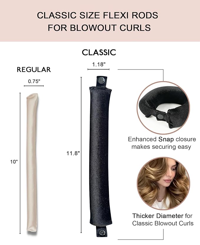 Classic Velvet Heatless Hair Curler Curling Rod Set - Soft Jumbo Large Flexi Rods Hair Rollers Curlers to Sleep In for Women, No Heat Heatless Curls Overnight Rods for Long Hair Volume Look