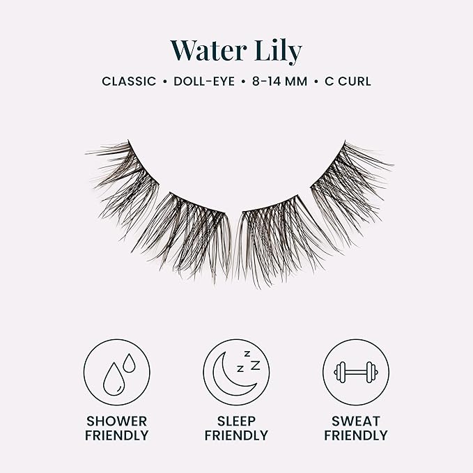 FlutterHabit Water Lily prepTECH Classic 6 Pair Underlash Extensions, 8–14mm Mixed Black Brown Lash Clusters, Reusable Under Lash Eyelashes Home Application, Medium Volume Doll Eye, Adhesive Required