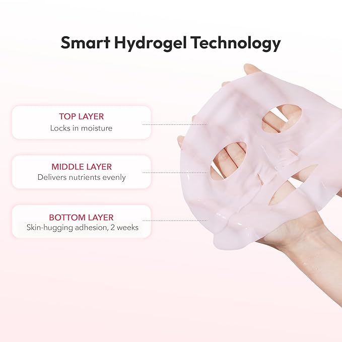 Avajar Red Collagen Hydrogel Mask, Face Mask with PDRN Intensely Hydrating Overnight Jelly Gel Mask with Rejubebe™ & Hyaluronic Acid for Pore Minimizing & Elasticity Korean Skin Care, 5 Pcs
