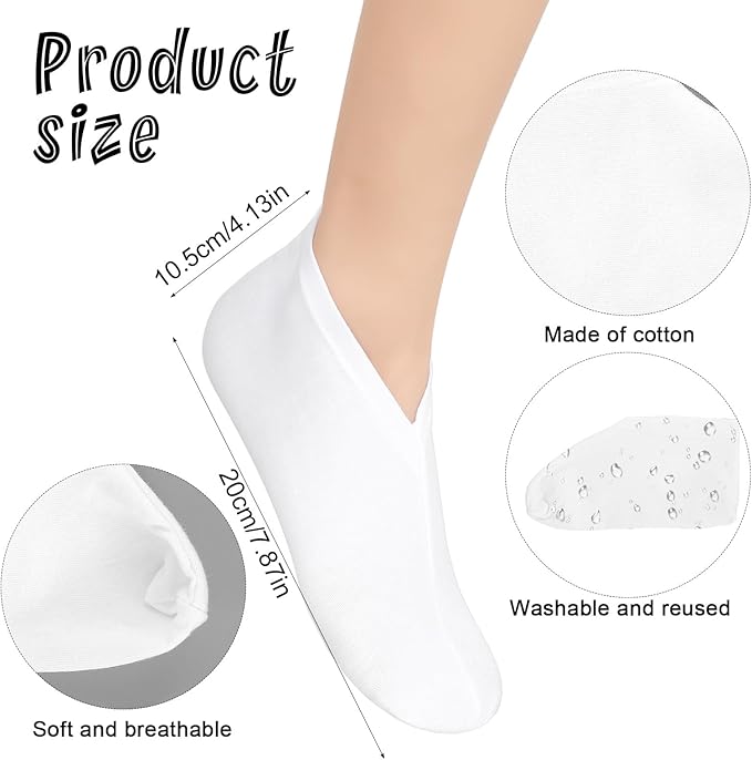 5 Pairs Spa White Cotton Socks Moisturizing Socks Overnight Reusable Lotion Sock Absorbing Soft Moisture Foot Heel Sleeping Sock for Women Men Dry Cracked Feet Beauty Pedicure