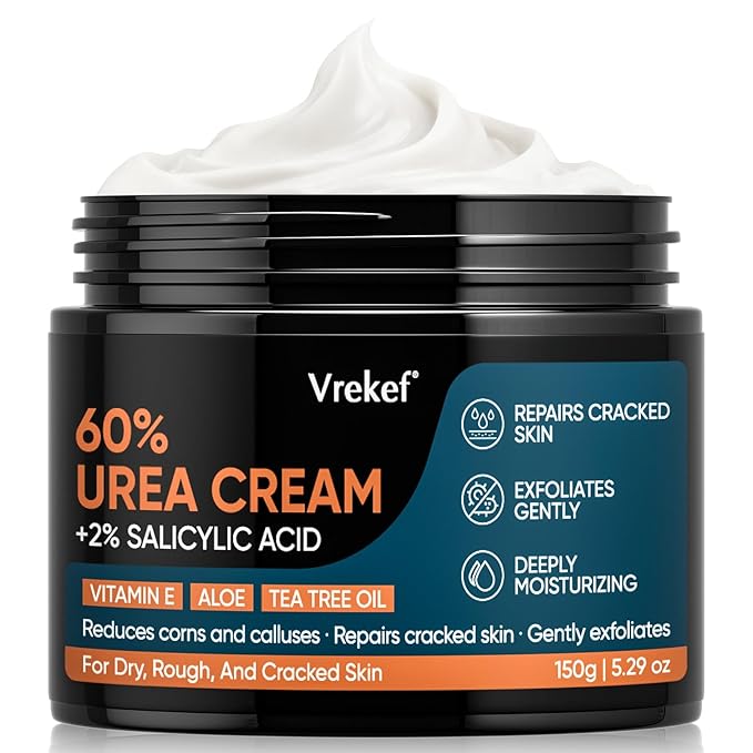 Urea Cream 60% with 2% Salicylic Acid, Urea Cream 60 Percent for Feet Maximum Strength, Foot Cream & Callus Remover for Dry Cracked Heels, Rough Thick Skin, Deep Hydration, 5.29 oz
