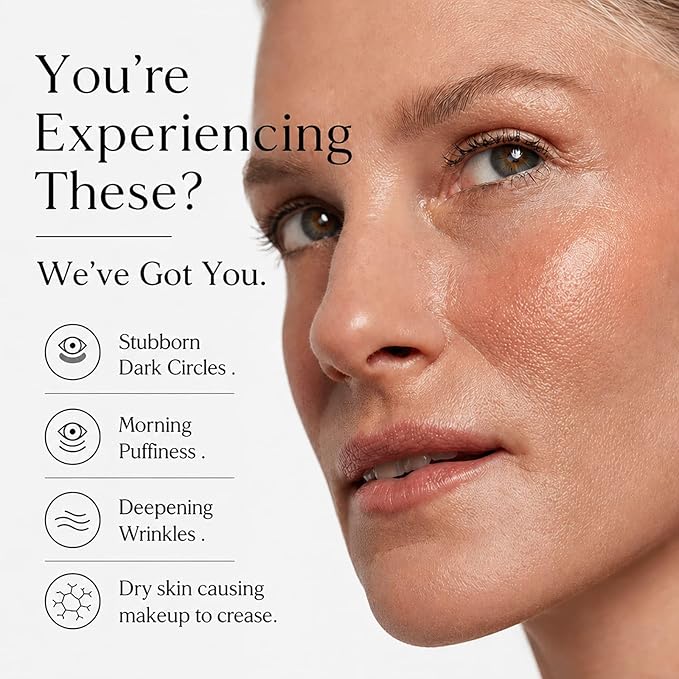Under Eye Brightener Roller - Caffeine & Retinol Eye Serum for Dark Circles, Puffiness & Fine Lines, Travel Essential Vegan Skincare, Cooling Eye Massage, Dermatologist-Tested, 0.52 fl oz