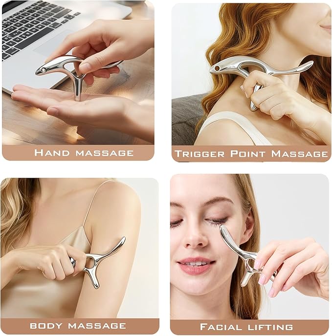 BYYDDIY 4 in1 Stainless Steel Gua Sha Muscle Scraper Tools Kit, Scraping Massage Tool,Massage Scraper Tools for Physical Therapy (L-TSD2)