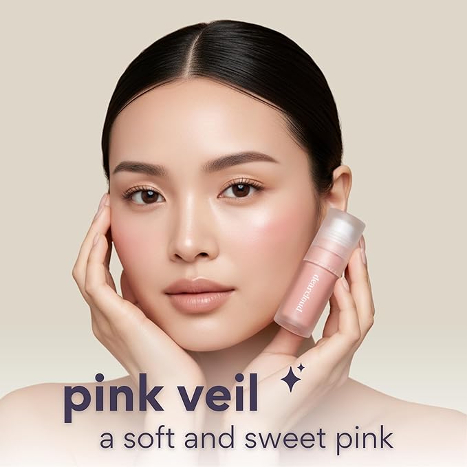 dearcloud Gentle Crush Serum Blush – Pink Veil – Liquid Blush for Cheeks with Hyaluronic Acid – Korean Beauty Makeup (.19 fl oz)