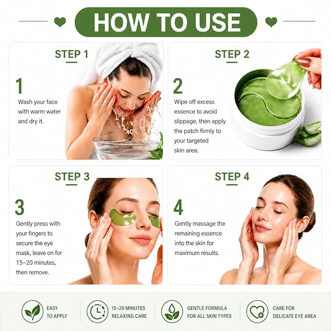 Under Eye Patches, 30 Pairs Aloe Vera Eye Mask for Dark Circles, Puffy Eyes, Wrinkles,Skincare for Women and Men