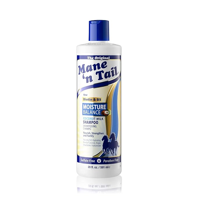 Mane 'n Tail Moisture Balance Shampoo with Coconut Milk & Biotin (20 Oz) | Sulfate-Free, Paraben-Free, Vegan Formula for Healthy Hair & Scalp