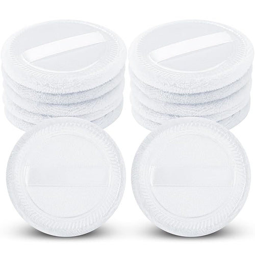 12 Pieces Powder Puffs Cotton Round Makeup Pads Soft Face Compact Puffs for Loose Setting Pressed Powder, 2.36 Inch (White)