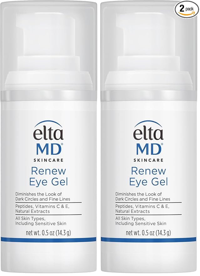 EltaMD Renew Eye Gel,Serum for Dark Circles and Puffiness,Under Eye Serum for Face,Anti Aging,Minimizes Fine Lines and Wrinkles,0.5 oz Pump,(Pack of 2)