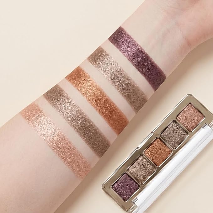 Erinde Metallic Plum Brown Taupe Champagne Eyeshadow Palette, Matte & Shimmer Nude Neutral Eye Shadow Palettes Blendable Long-Lasting Eye & Contour Makeup Palette for Blue, Green Brown Eyes, 05