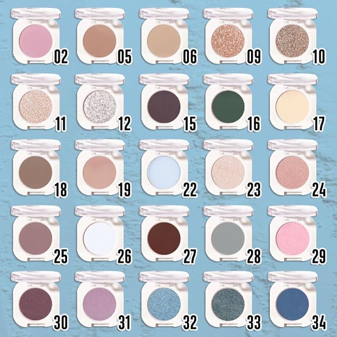 WanTuoluo Sky Blue Metallic Eyeshadow Palette for Women, Single Monochrome Eye Shadow Makeup, Shiny Pressed Powder, Blendable Natural sombras para ojos, Holographic,Vegan,Travel -32