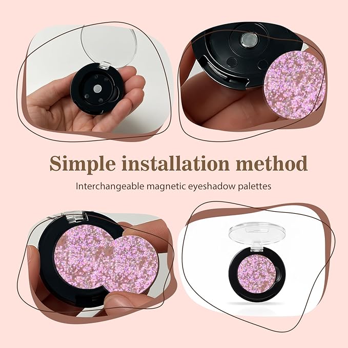 Refillable Eyeshadow Palette - Matte/Glitter/Duo-Chrome Pressed Powder & Cream Formula, Neutral/Shimmer/Smokey Multichrome, Travel-Friendly Iron Pan Refills (Chameleon, D60)