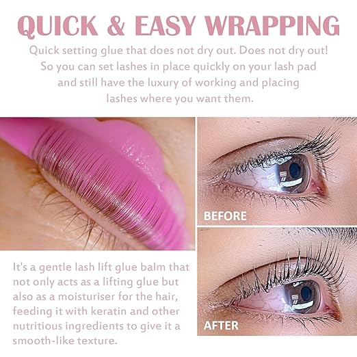 Libeauty Lash Lift Balm Lash Lift Glue Adhesive Strong Sticky Fruit Flavor Eyelash & Eyebrow Perm Glue Balm Brow Lamination Gel (Pink Rose, 10g/0.35oz)