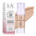 Tinted Face Sunscreen - Waterproof & Lightweight Liquid Foundation with SPF 50++, 3-in-1 Full Coverage Foundation Smooths & Blurs Pores, 403 Deep