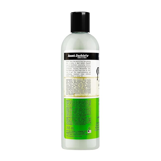 Aunt Jackie's Curls and Coils Quench Moisture Intensive Leave-In Hair Conditioner for Natural Curls, Coils and Waves, Enriched with Shea Butter, 12 oz