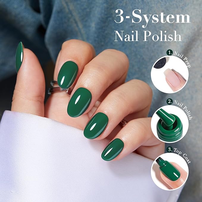 AZUREBEAUTY Deep Forest Green Nail Polish, St. Patrick's Day Quick Dry Formula, Strengthening Natural Nail Treatment, Home Salon DIY, Women Gift, 0.34 Fl Oz