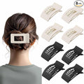 8 Pack French Flat Hair Clips for Women – Large Matte No-Slip Claw Barrettes for Thick & Thin Hair, Strong Hold Styling Accessories (Black and White)