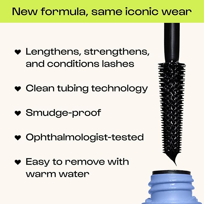 Alleyoop Tubing Mascara Black – Lengthening Mascara Tubing Formula, Smudge Proof for Sensitive Eyes, Clean Vegan Lash Definition, Biotin Peptide Infused, Full 8 mL