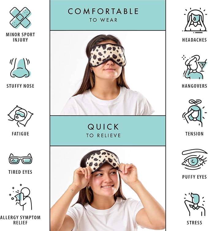 Fit+Fresh Cooling Gel Eye Mask & Cold Head Wrap - Migraine Ice Pack for Relief