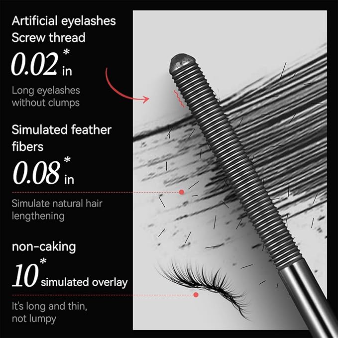 Iron Wand Mascara,New Metal Curl Waterproof Mascara, Tubular Eyelash Primer Waterproof Long Curling, Brushless Mascaras for Natural and Non-smudged Eyelash,Black (Pack of 2)