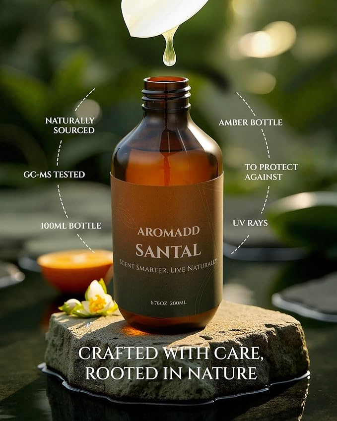 Aromadd Aromadd Santal Diffuser Oil Inspired by Luxury Hotel Scent, Essential Oils for Waterless Diffuser, Warm Sandalwood & Amber Aroma, Long-Lasting & Natural Home Fragrance - 6.76 fl oz (200 mL)