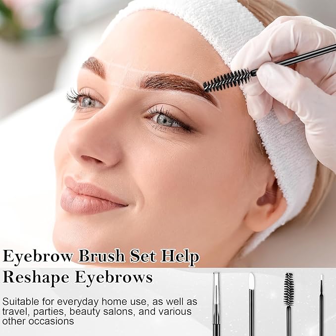 230 Pcs Brow Lamination Supplies with Plastic Box Black Micro Eyebrow Brush Spoolies Disposable Lip Applicators Eyelash Brush Mascara Wands Micro Swabs Brow Lamination Kit for DIY Eyelash