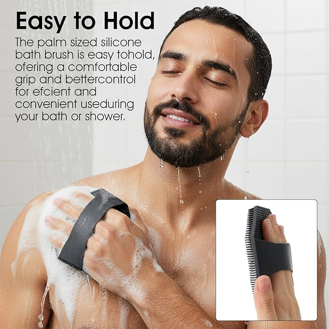 Ouligay 2 Pack Body Scrubber Silicone Shower Scrubber Exfoliator Bath Scrubbers for Sensitive Skin Cleaning Sud Scrub Silicone Loofah Body Scrubbers with Anti Slippery Handle for Men & Women